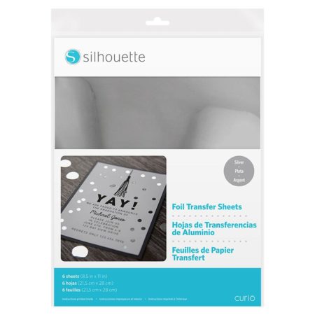 Fogli trasferibili a embossing color Argento Silhouette MEDIA-TRFOIL-SVR per decorazioni metallizzate su carta e cartoncino biglietti invito, scrapbooking, copertine