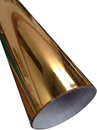 30,5 x 153 cm Rotolo di vinile olografico in vinile cromato oro lucido metallizzato adesivo permanente in vinile oro 