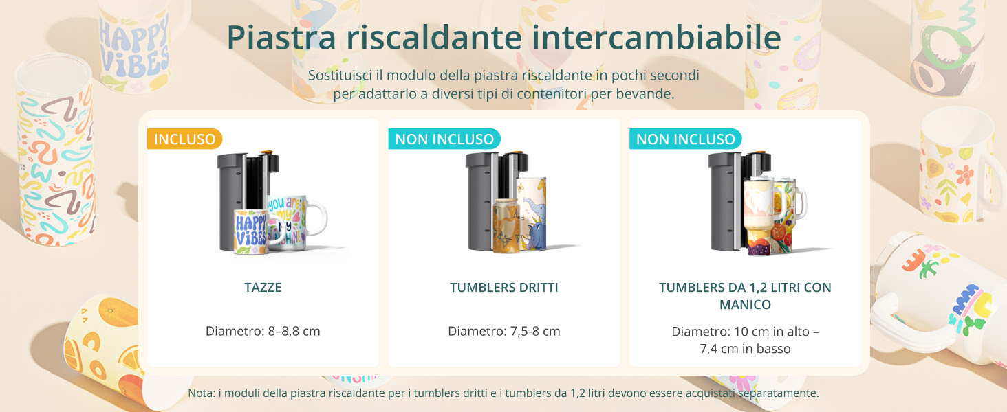 Piastra riscaldande intercambiabile pressa per tazze automatica Loklik