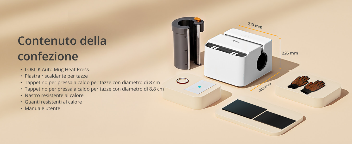 Loklik pressa automatica per tazze Mug Heat Press contenuto della confezione